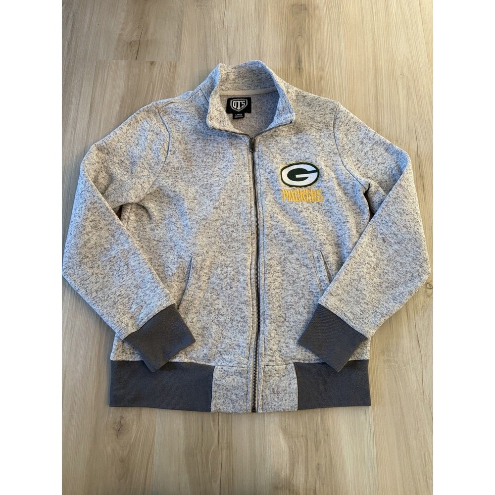 NFL Women's Green Bay Packers Embroidered Full Zip Grey Heathered Hoodie Size L